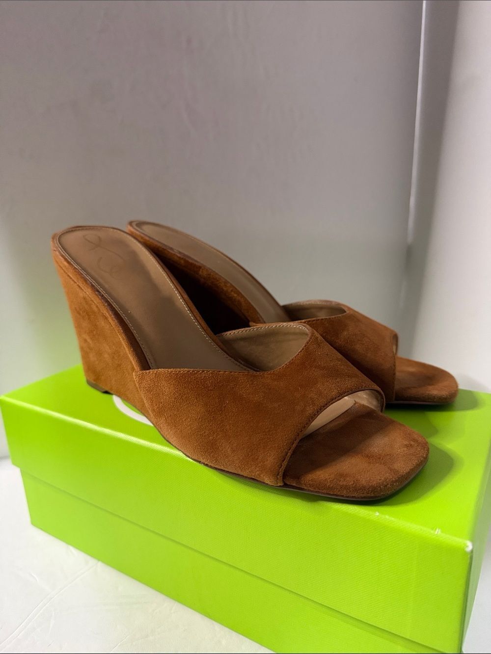 Sam Edelman Tan Suede Open-Toe Wedge Sandals